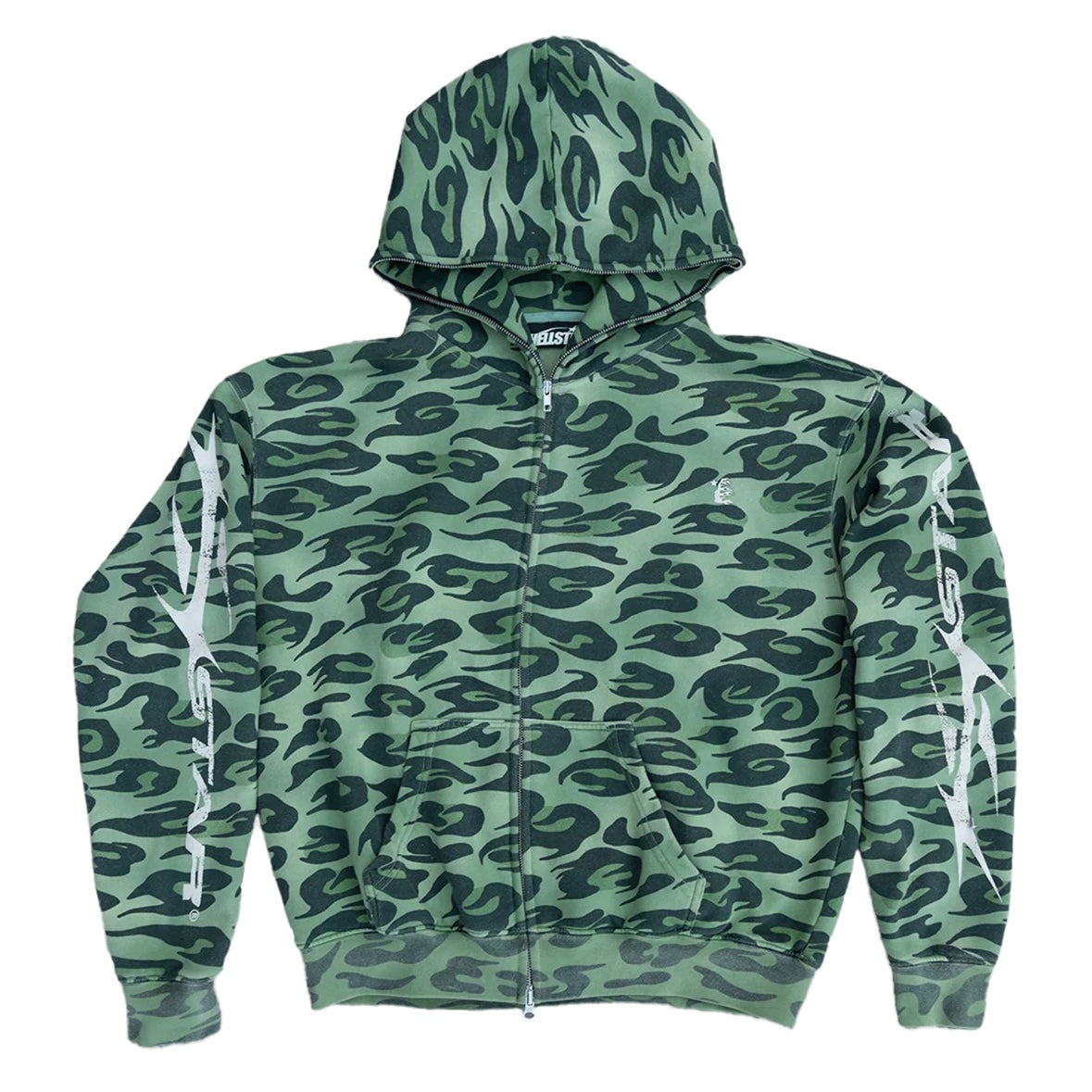 Hellstar Green Cheetah Zip Hoodie