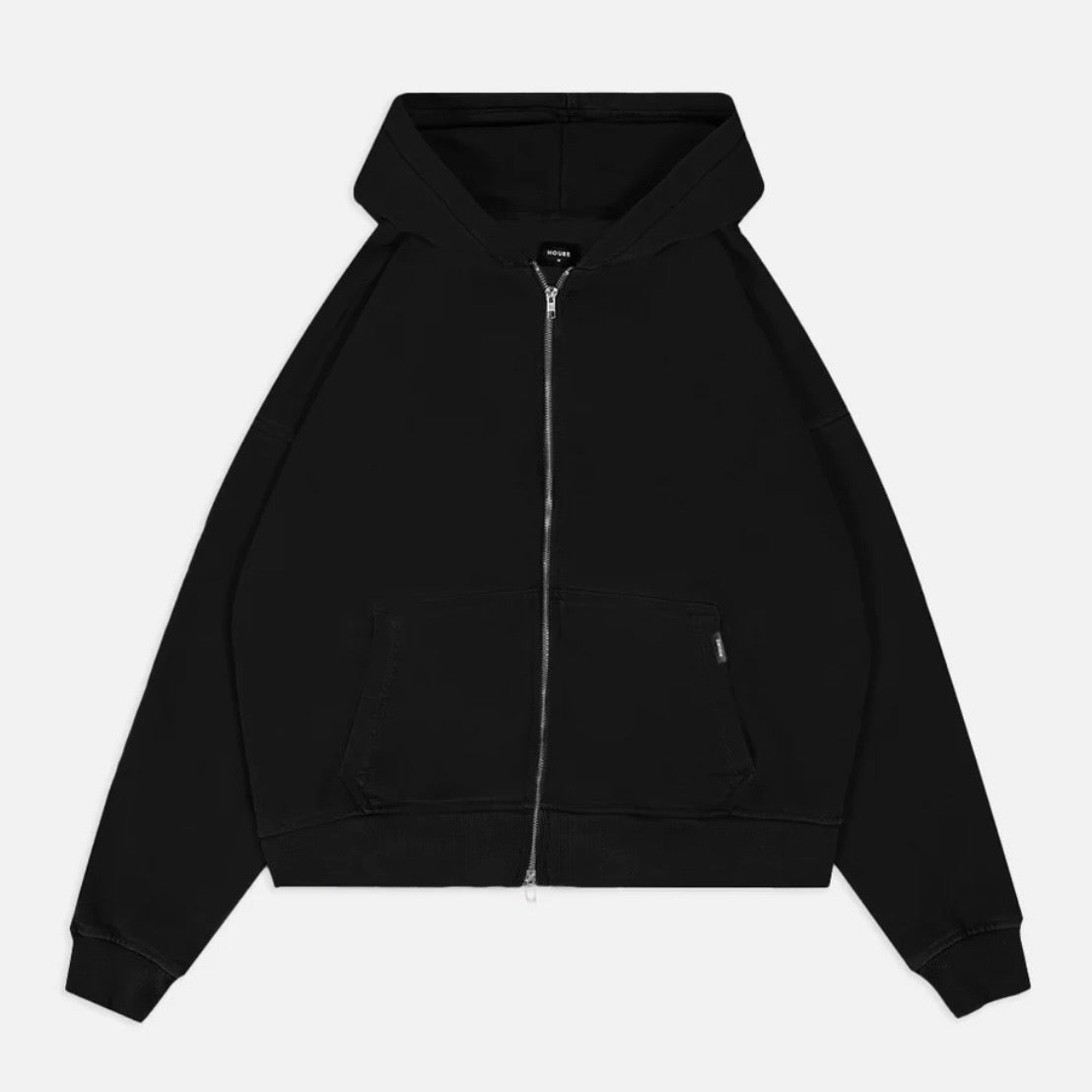 Hours Black Blank Zip Hoodie