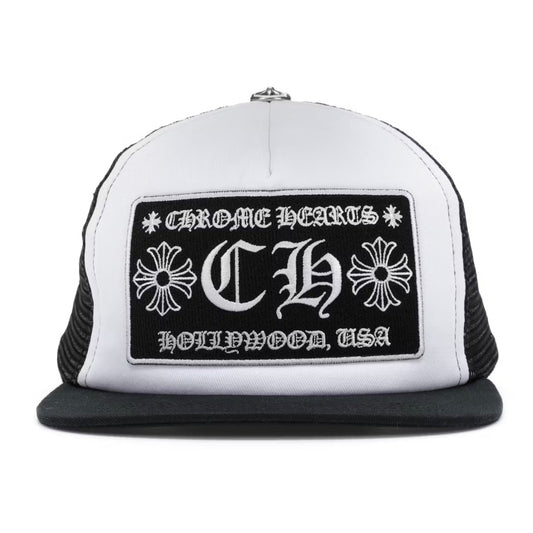 Chrome Hearts White Hollywood CH Trucker Hat