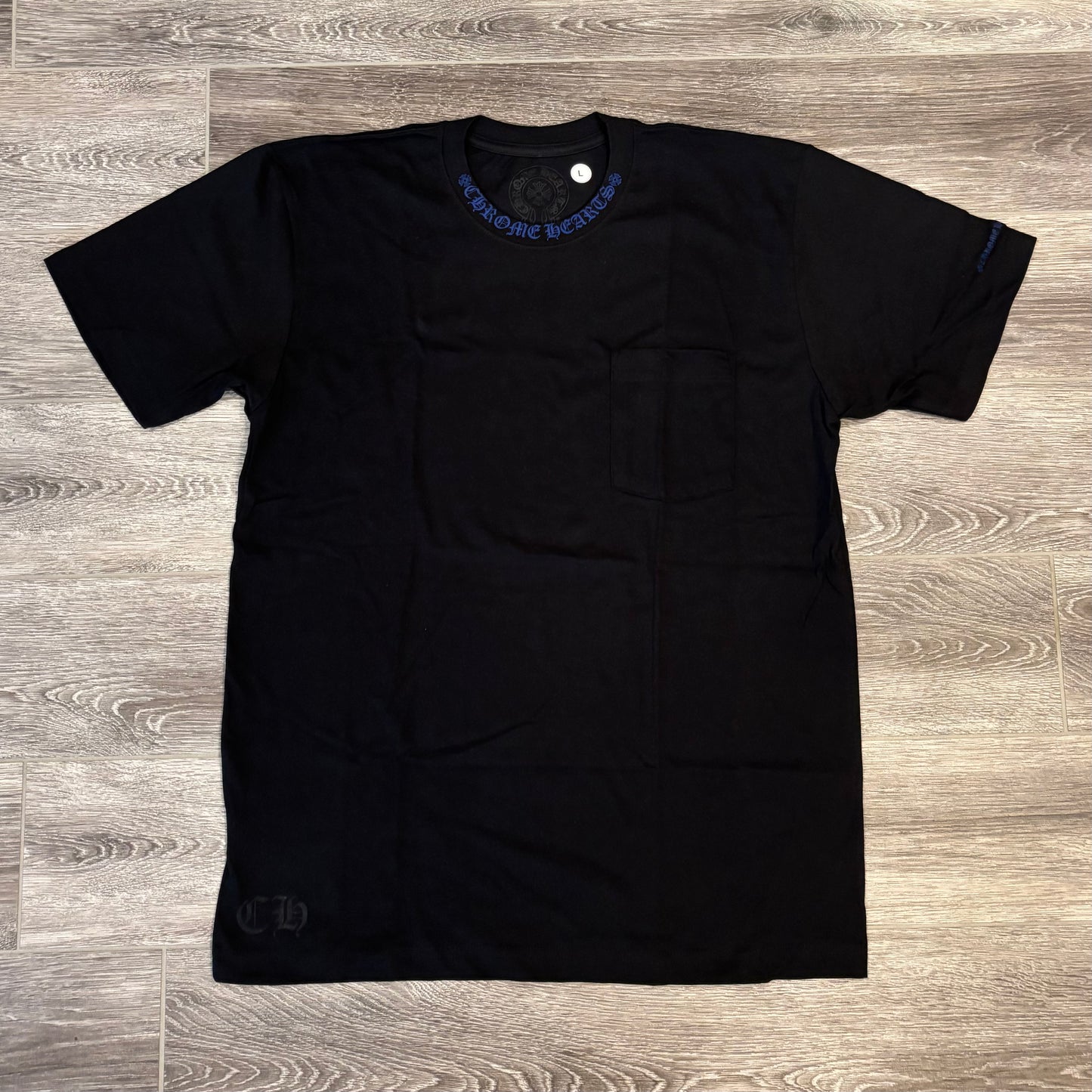 Chrome Hearts Black Blue Neck Collar Logo T-Shirt