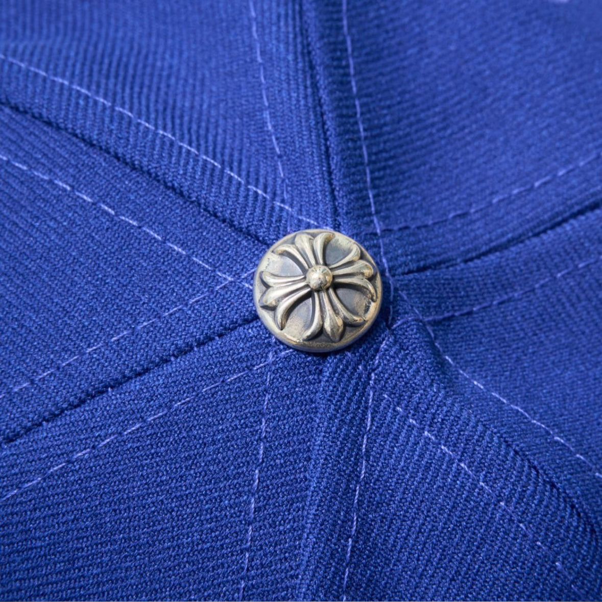 Chrome Hearts Blue White 6 Panel Snapback Hat