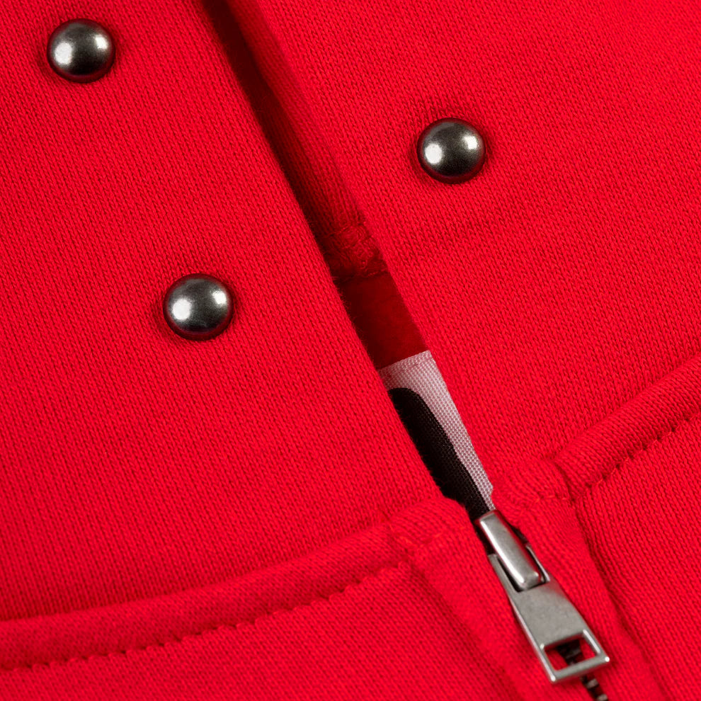 Sp5der Red OG Web Studded Zip Hoodie