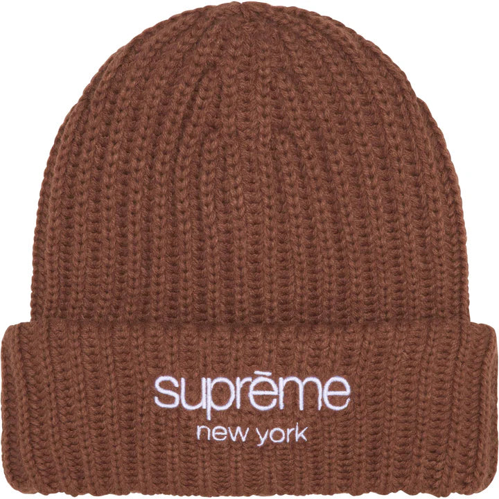 Supreme Brown Chunky Rib Classic Logo Beanie