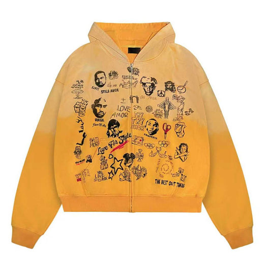 Stile De Amor Giallo Di Storia Zip Hoodie