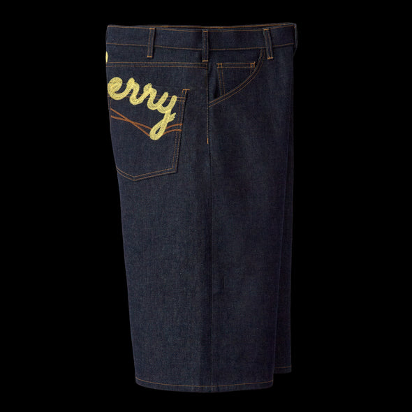 GV Gallery Belt Jorts angled back view showing the wide leg and knee-length cut