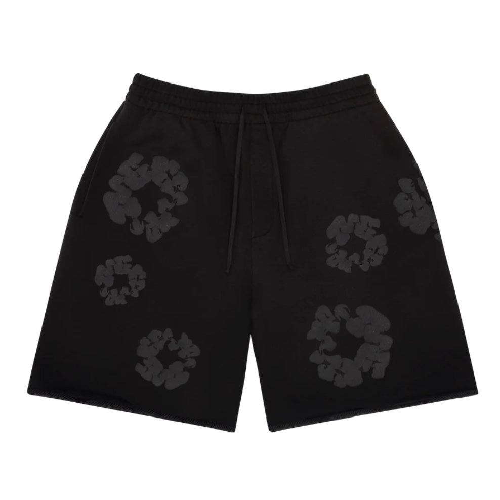 Denim Tears Faded Black Mono Cotton Wreath Shorts