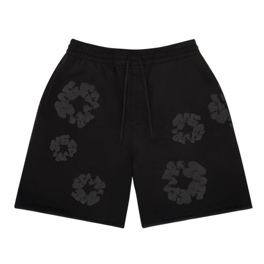 Denim Tears Faded Black Mono Cotton Wreath Shorts