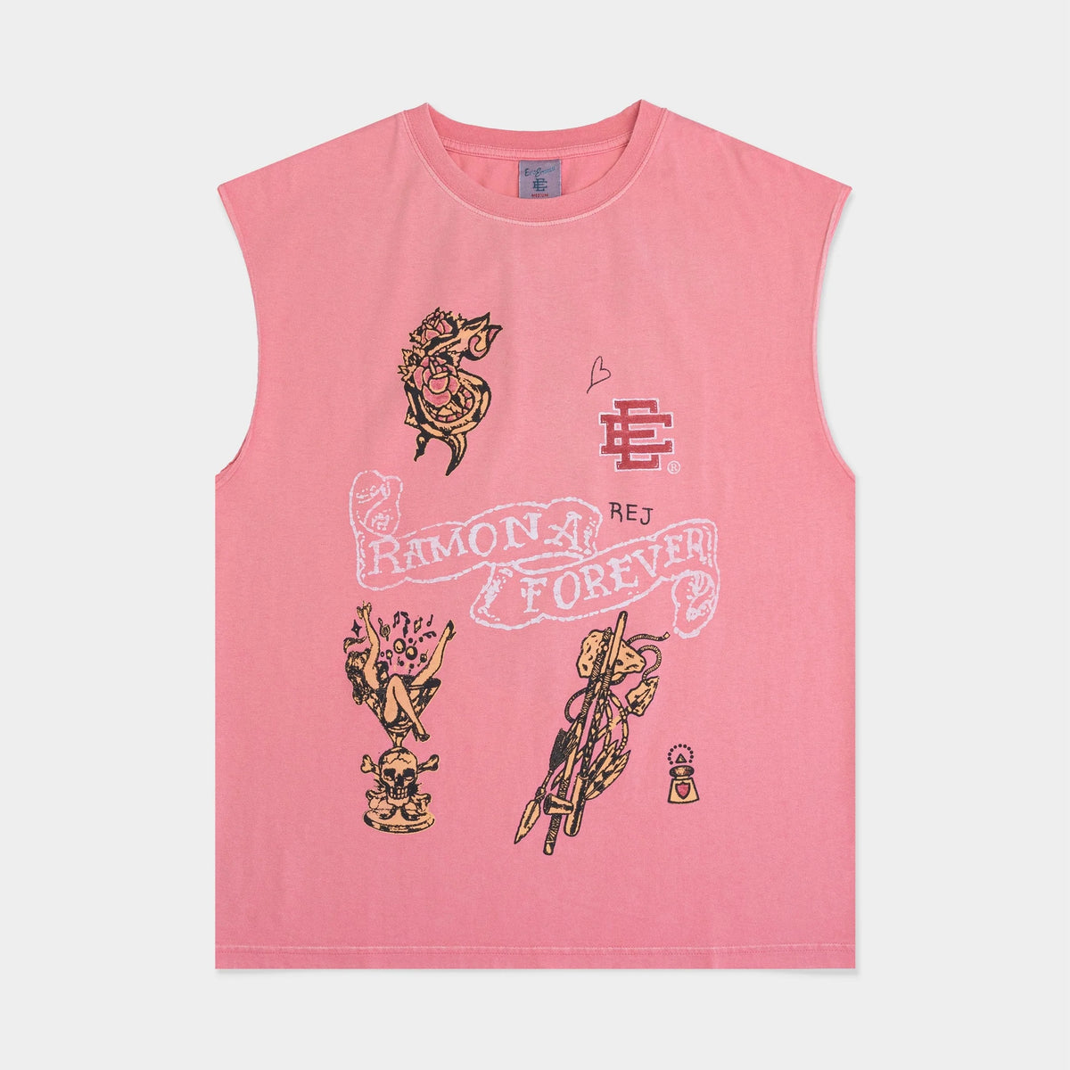 Eric Emanuel Pink Tattoo Cutoff Shorts