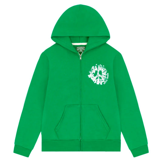 Denim Tears Green University Zip Hoodie Front