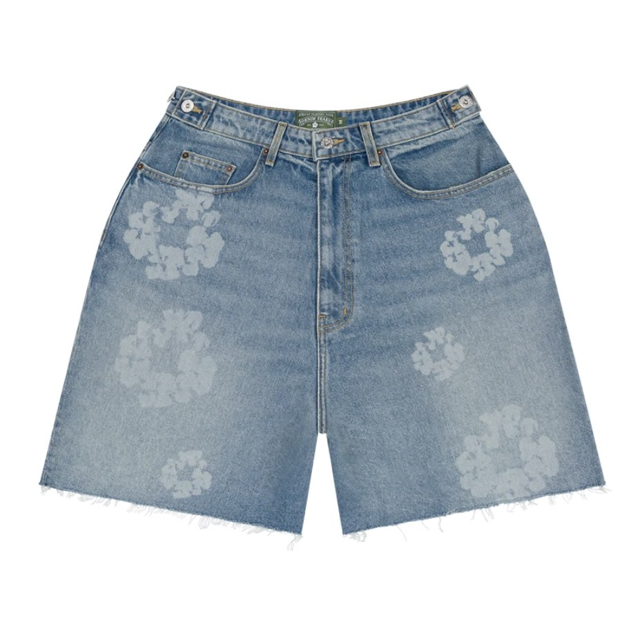 Denim Tears Light Wash Laser Wreath Denim Shorts front