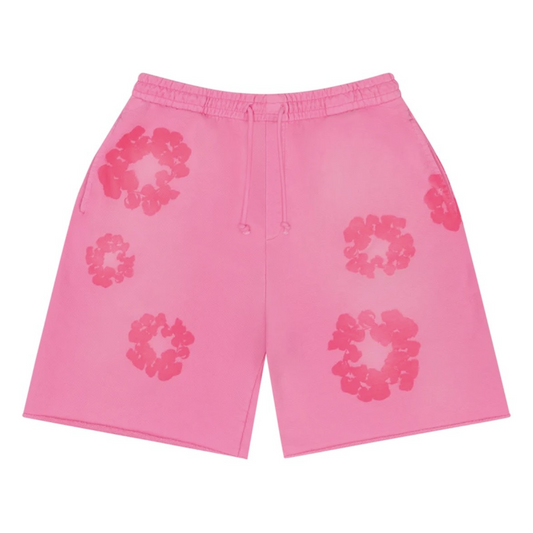 Denim Tears Pink Mono Cotton Wreath Shorts front