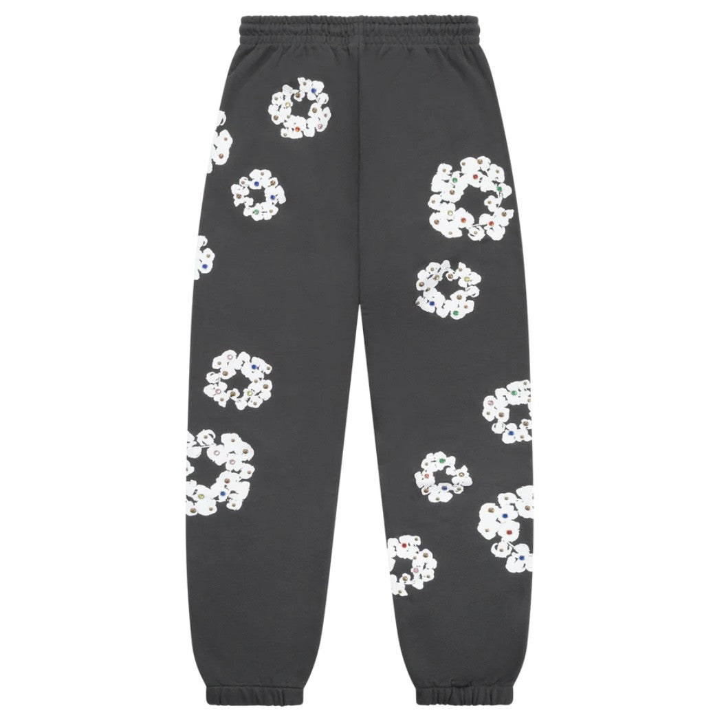 Denim Tears Vintage Black Rhinestone Cotton Wreath Sweatpants back