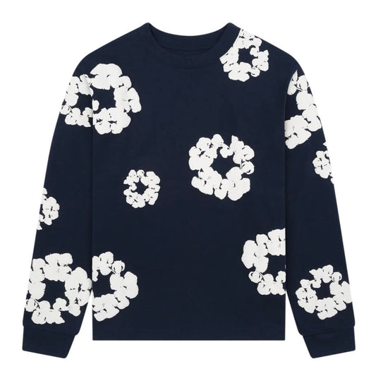 Denim Tears Navy Cotton Wreath Long Sleeve