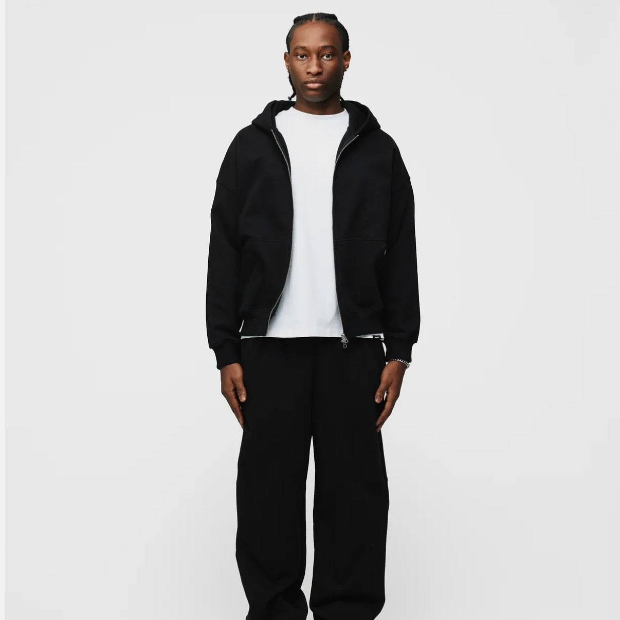 Hours Black Blank Zip Hoodie