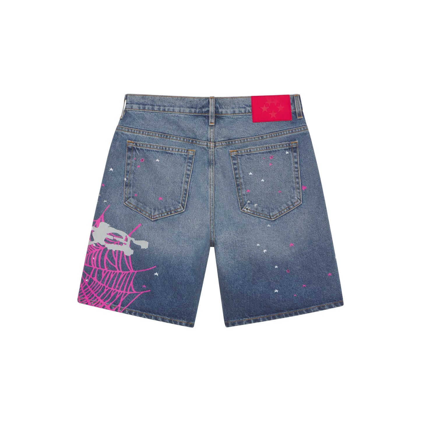 Sp5der Light Blue Wash Heavy Web Denim Shorts