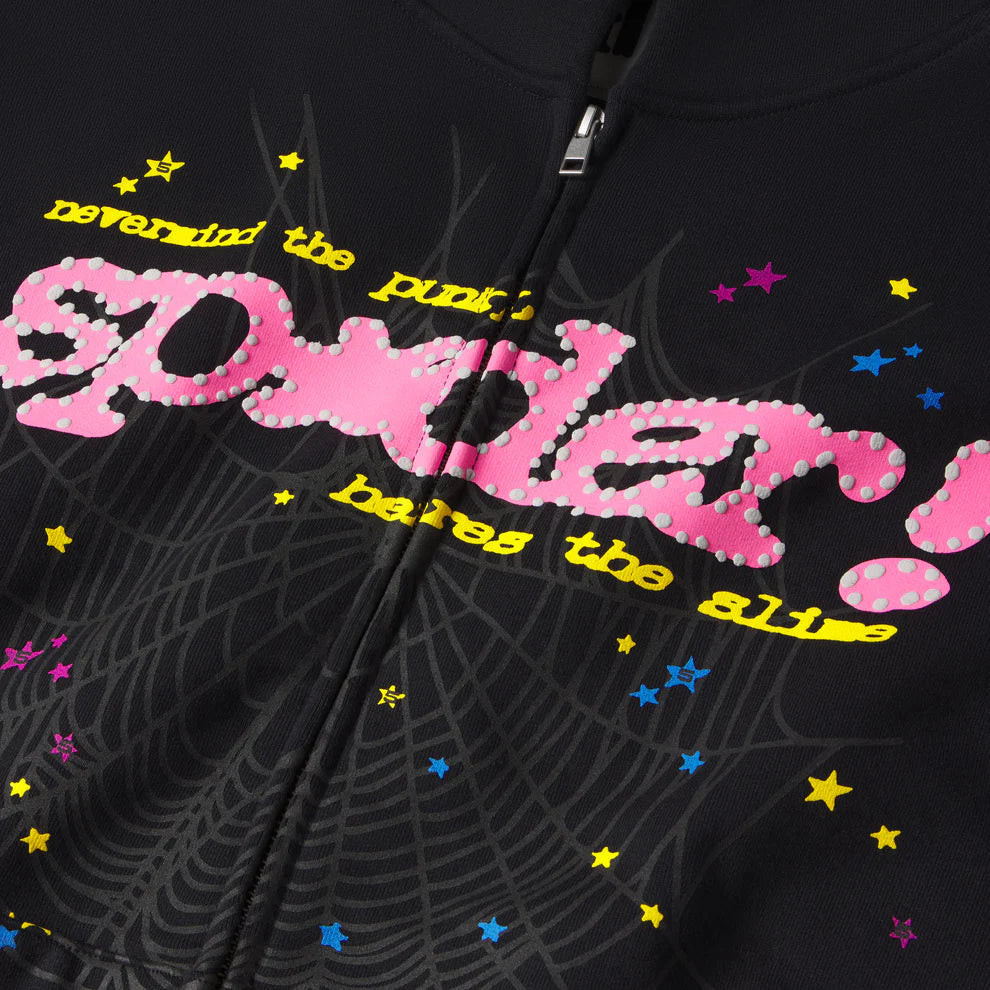 Sp5der Black Punk V2 Zip Hoodie