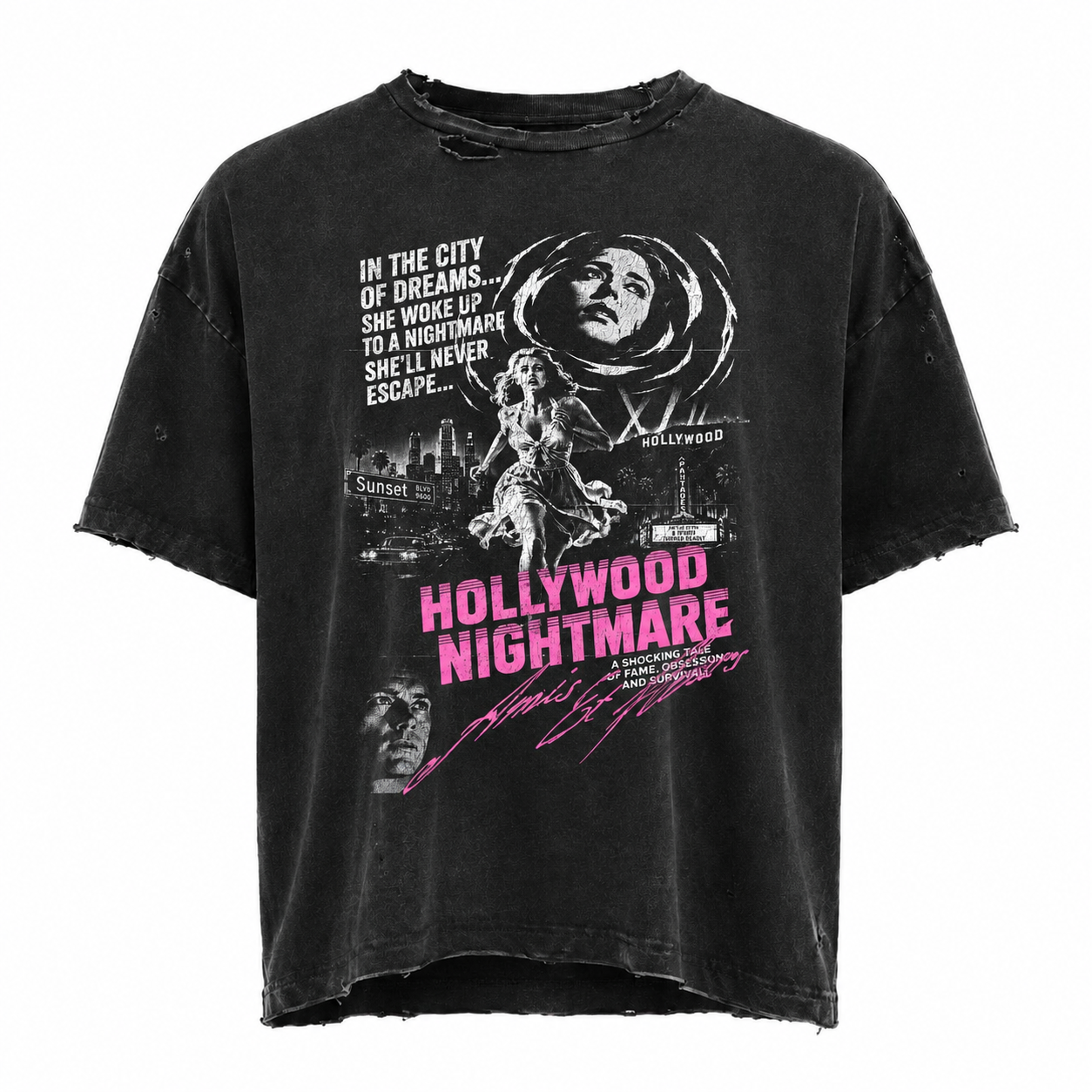 Amis et Fleurs Vintage Black Nightmare in Hollywood T-Shirt
