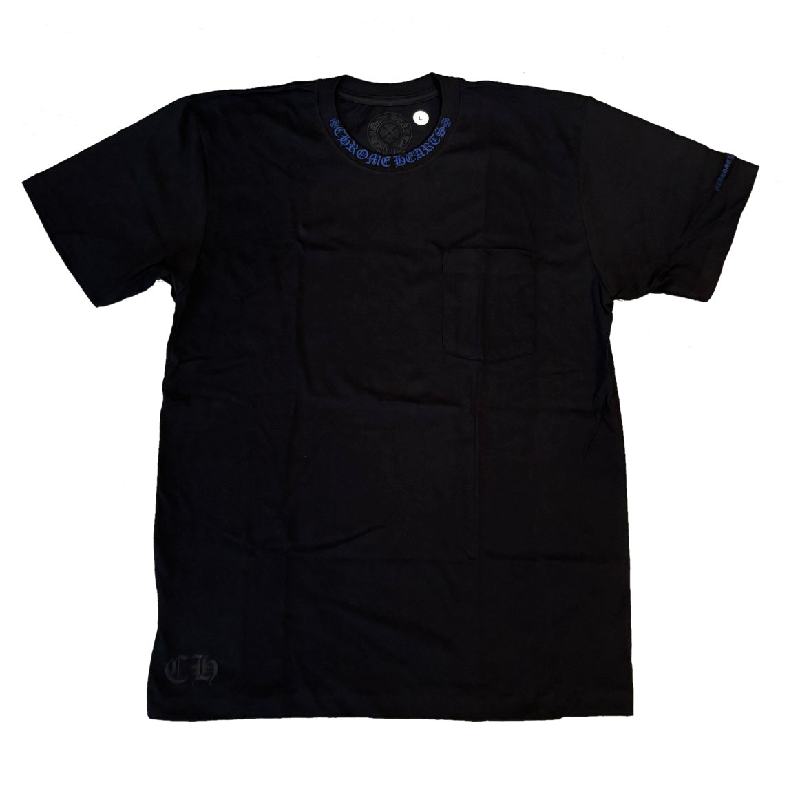 Chrome Hearts Black Blue Neck Collar Logo T-Shirt