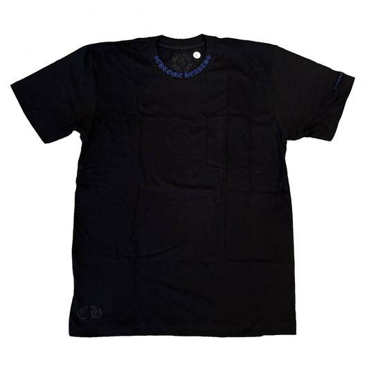 Chrome Hearts Black Blue Neck Collar Logo T-Shirt