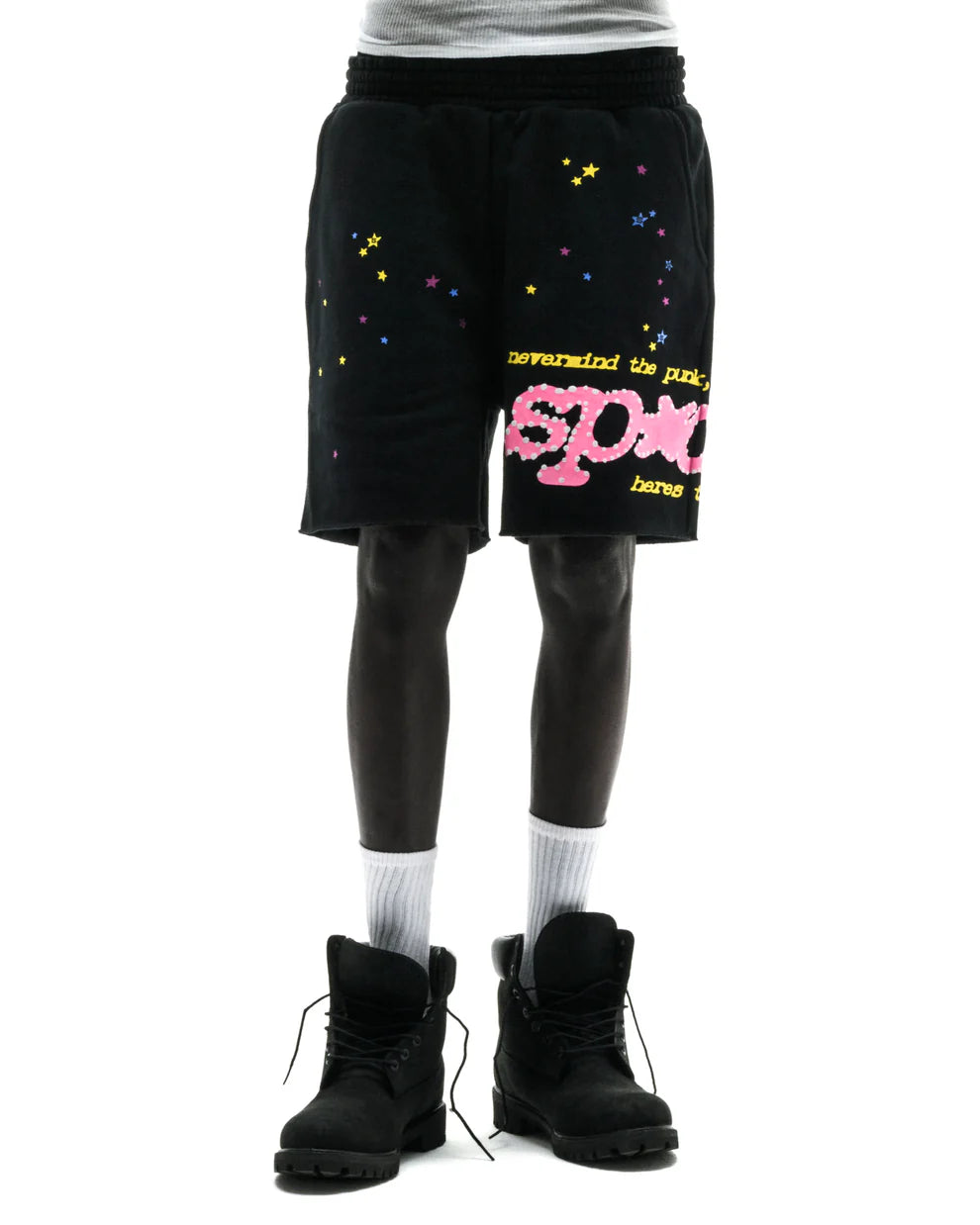 Sp5der Black Punk V2 Sweat Shorts