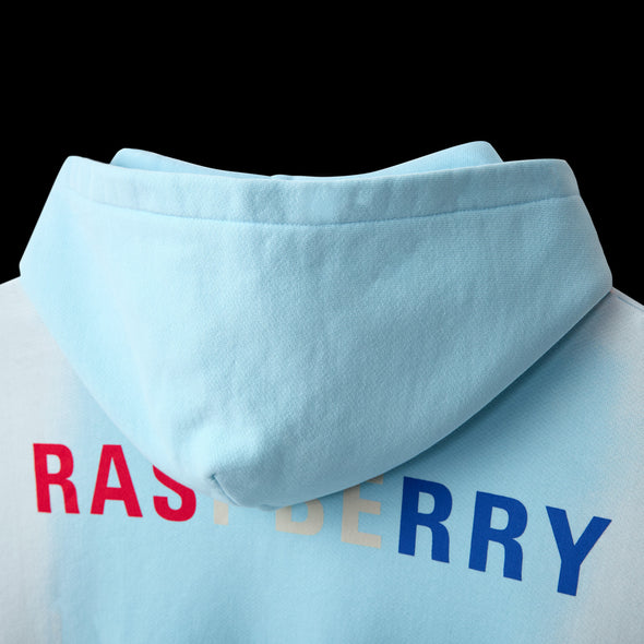 GV Gallery Czech Hoodie rear hood detail sitting above the Raspberry back print