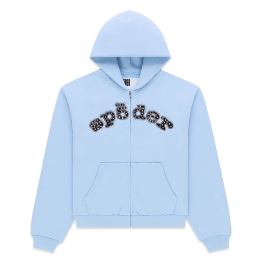 Sp5der Rock Blue Mixed Stone OG V2 Zip Hoodie