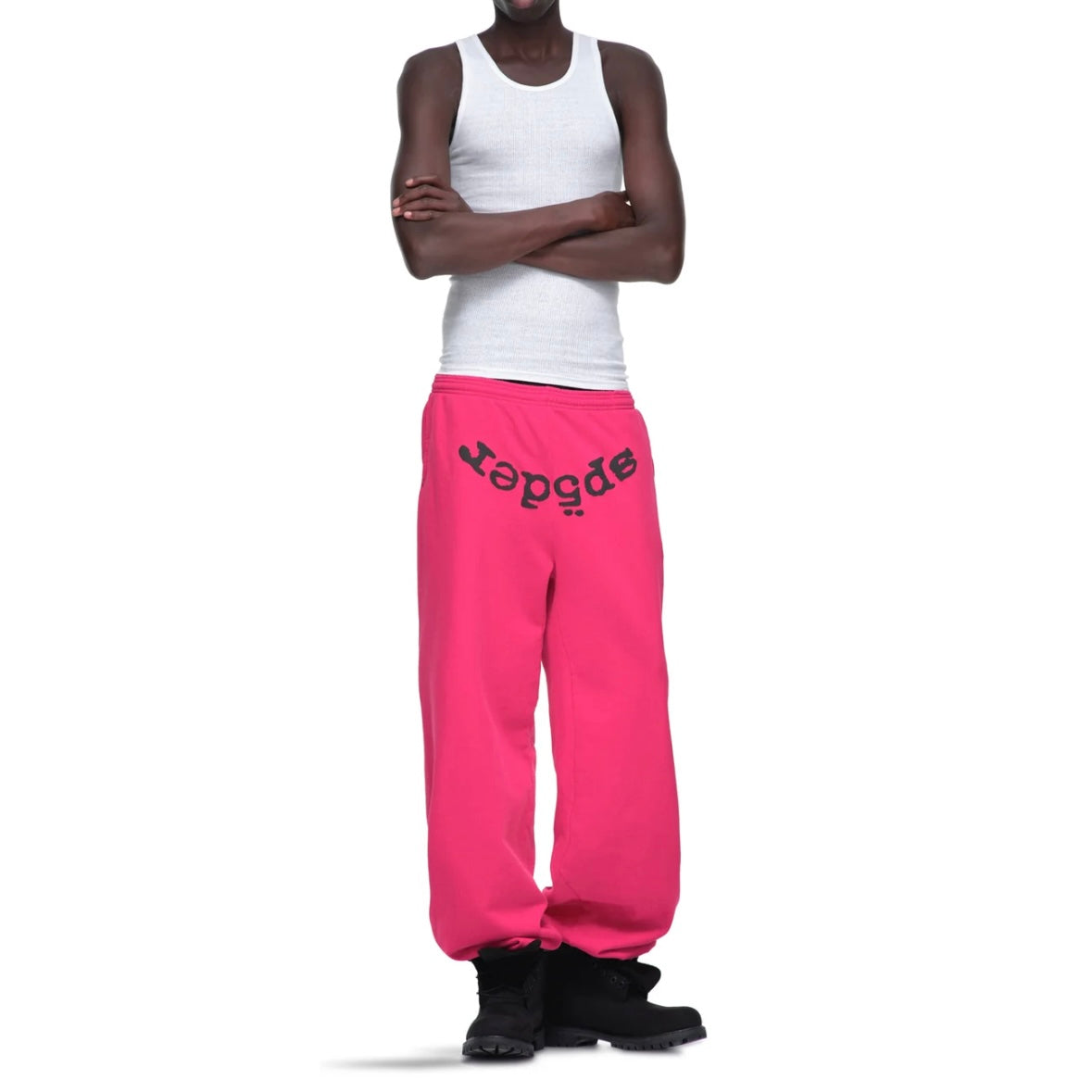 Sp5der Pink Black Legacy Sweatpants On Body Male