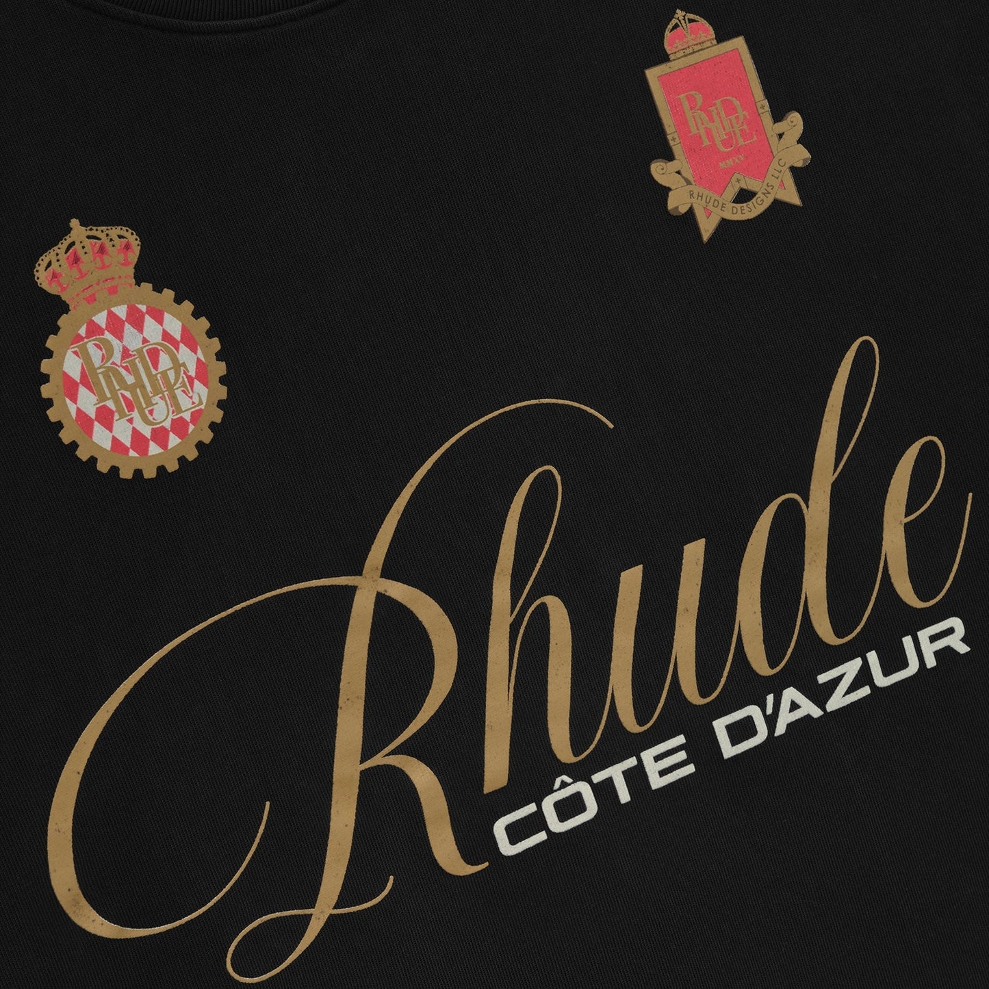 Rhude Vintage Black Script Crest T-Shirt