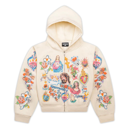 We Are Righteous Cream Risen King Zip Hoodie