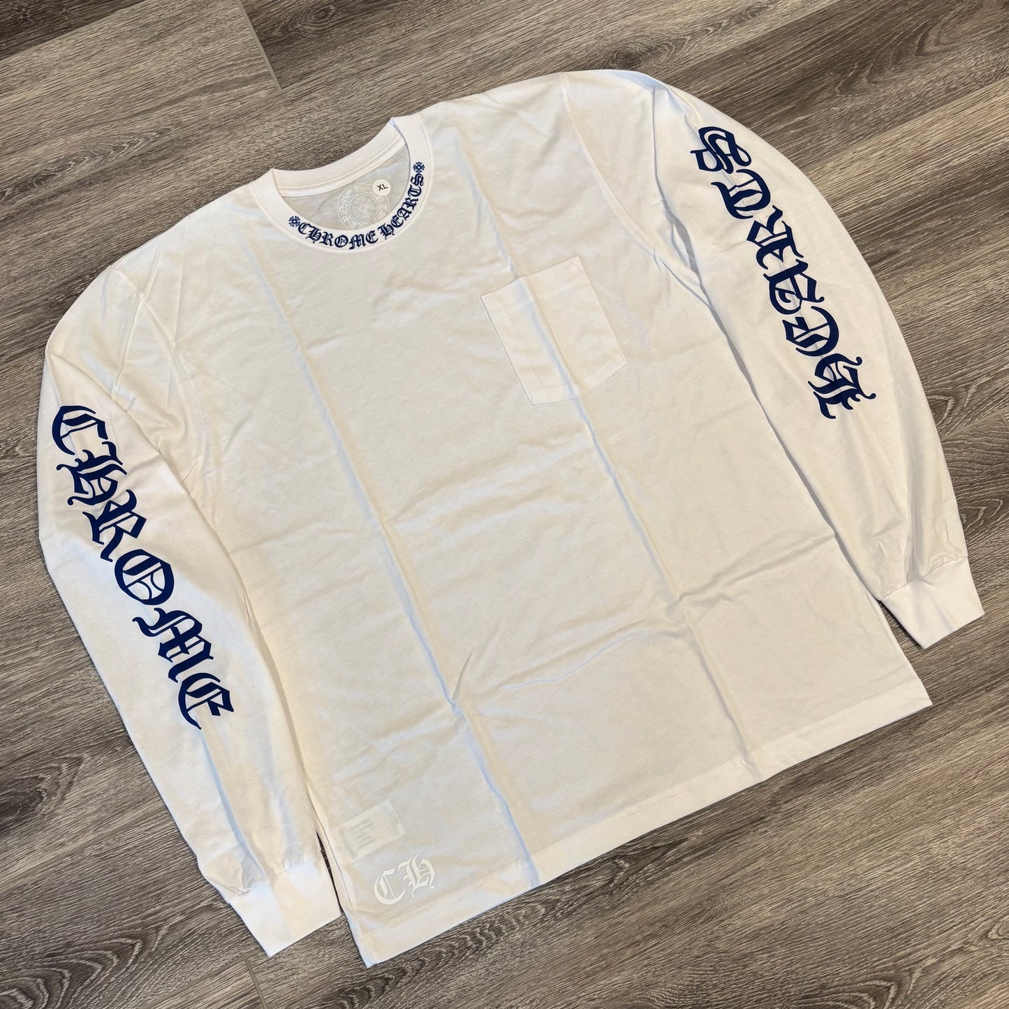 Chrome Hearts White Blue Neck Collar Logo Long Sleeve