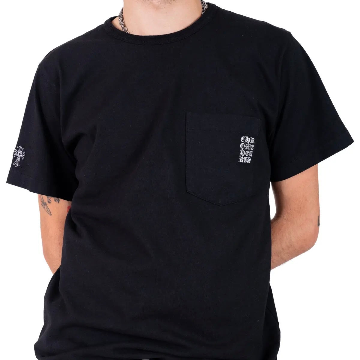 Chrome Hearts Black Embroidered Eyechart Logo T-Shirt