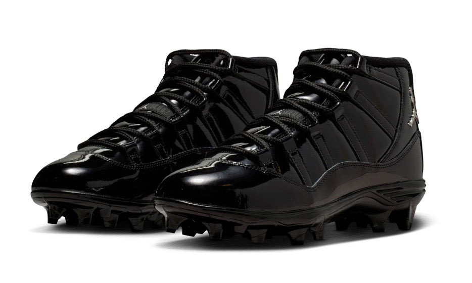 Jordan 11 Mid TD Patent Black Cleats