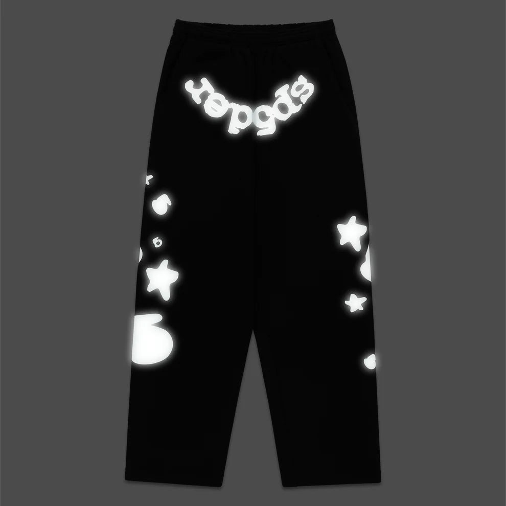 Sp5der Black Reflective Beluga Sweatpants