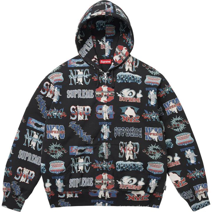 Supreme Black Flash Zip Hoodie