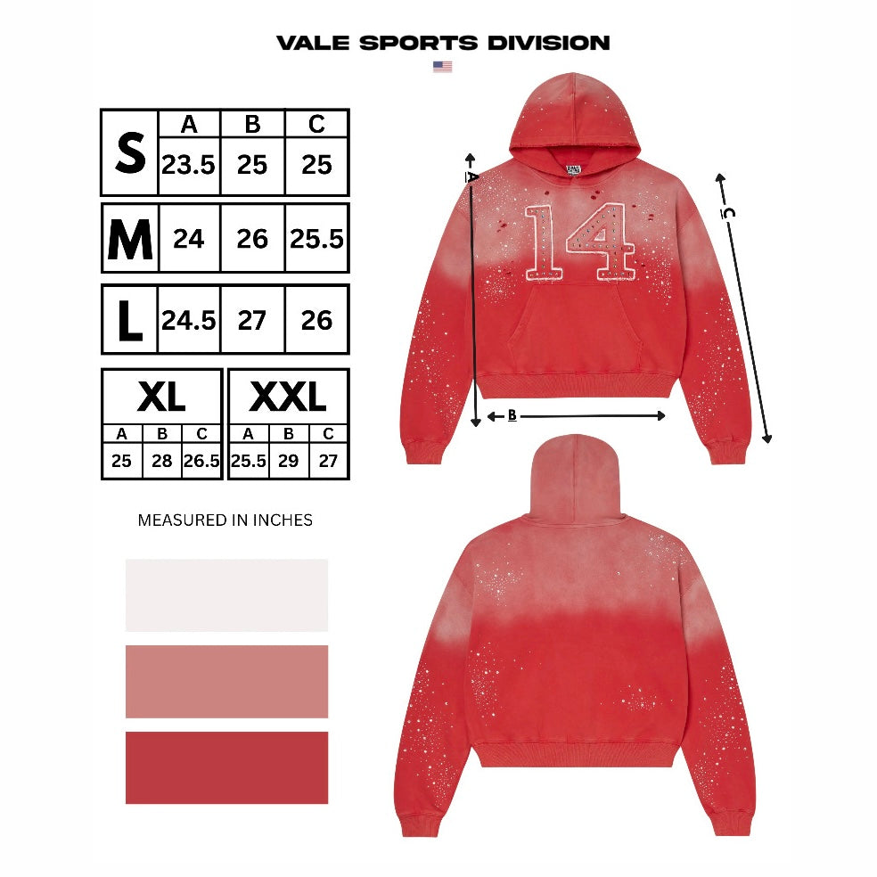 Vale Red 14 Patch Hoodie