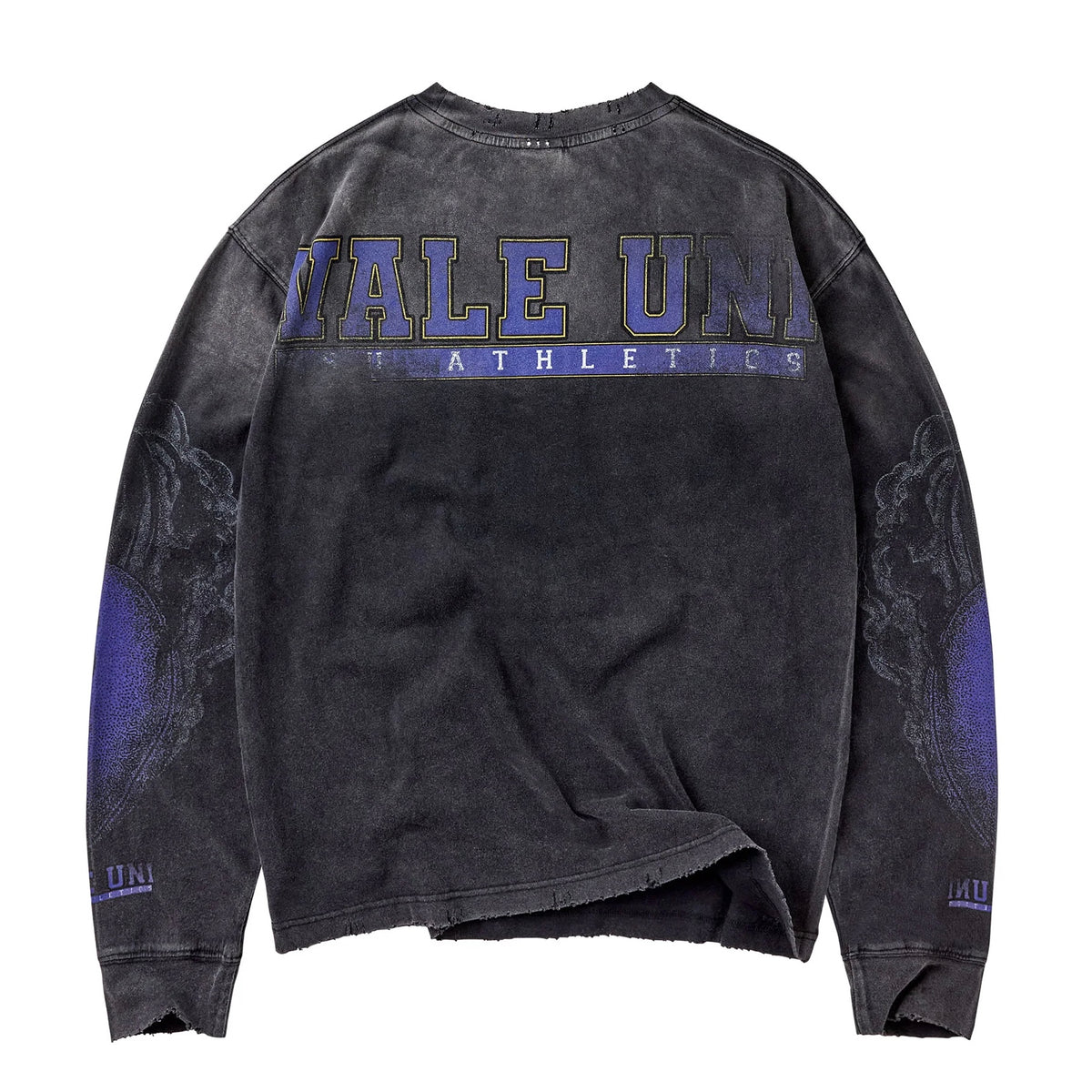 Vale Kountry Long Sleeve back view with the arched Vale U Athletics print in purple