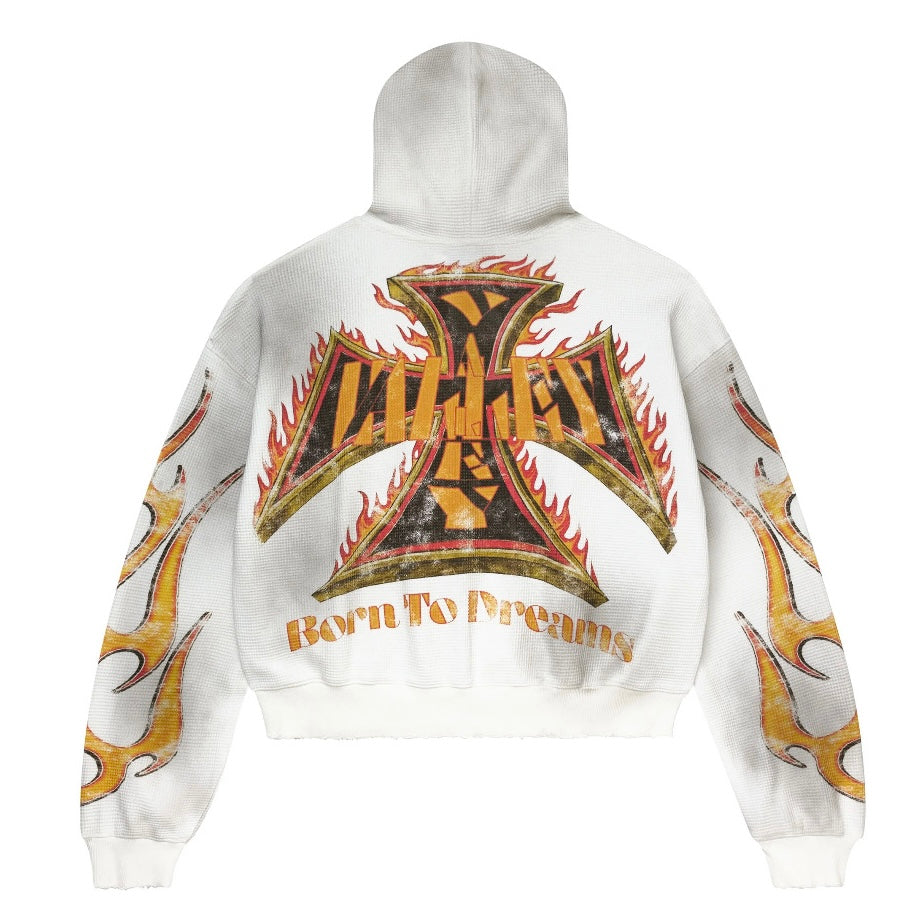 Vale White Reborn Waffle Zip Hoodie