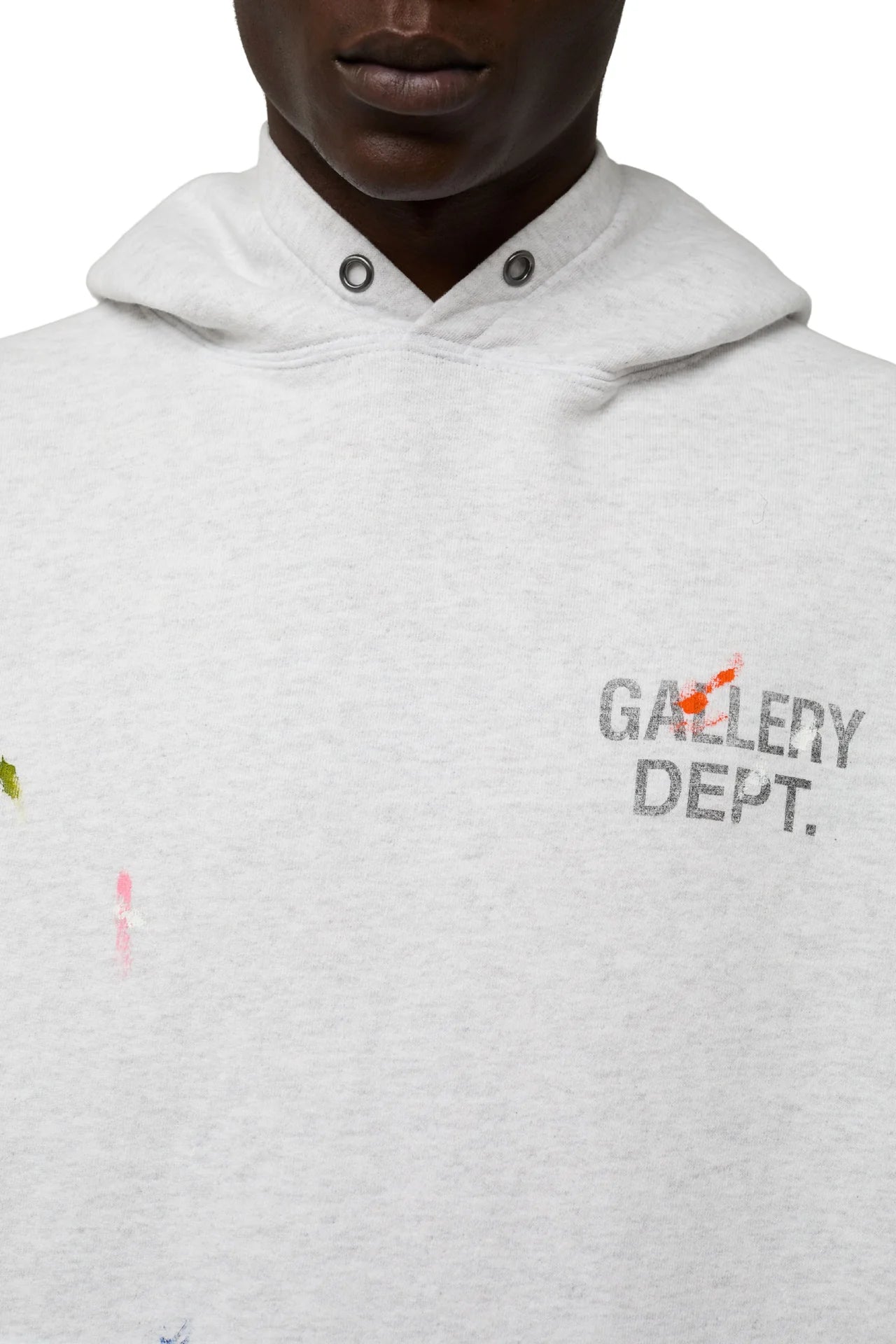 Gallery Dept Light Heather Grey Logo Paint Splattered Hoodie