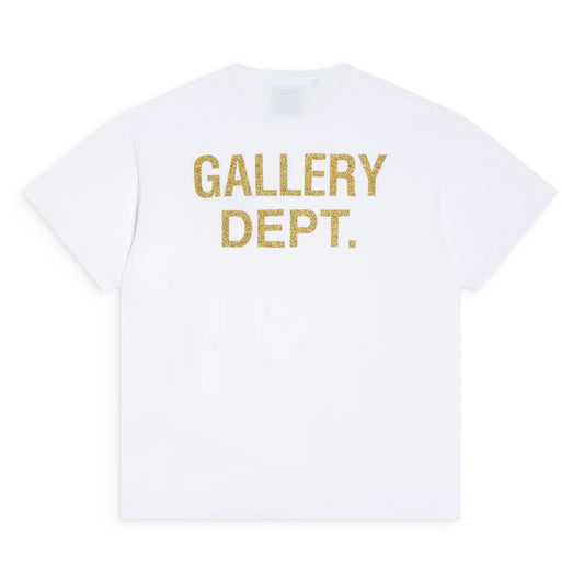 Gallery Dept White Dusty Glittered Logo T-Shirt