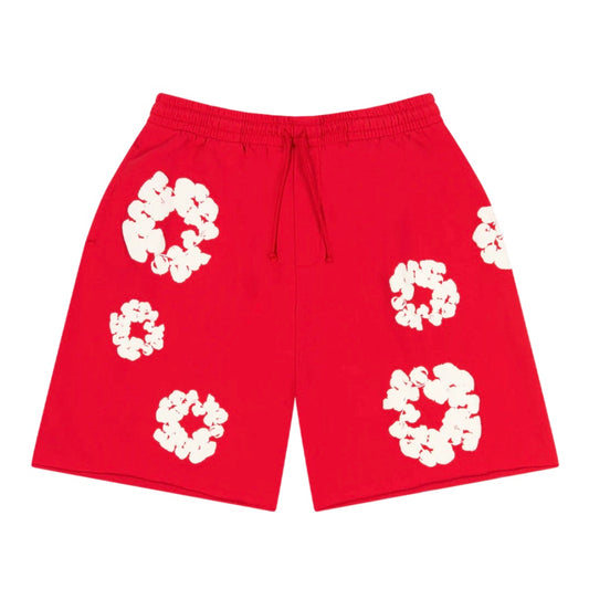 Denim Tears Red Cotton Wreath Shorts