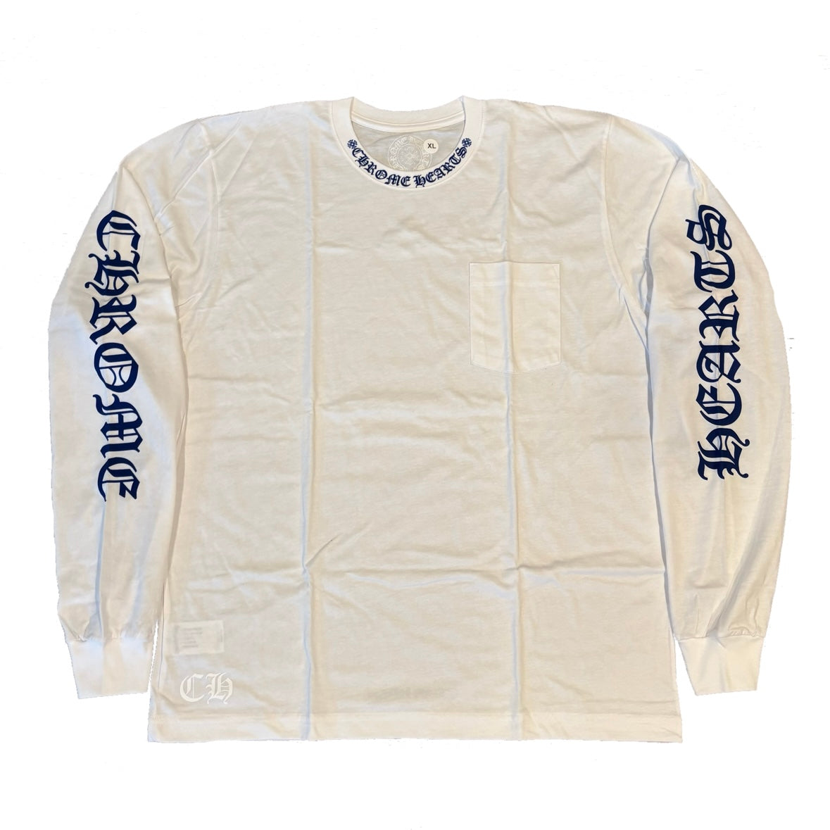 Chrome Hearts White Blue Neck Collar Logo Long Sleeve