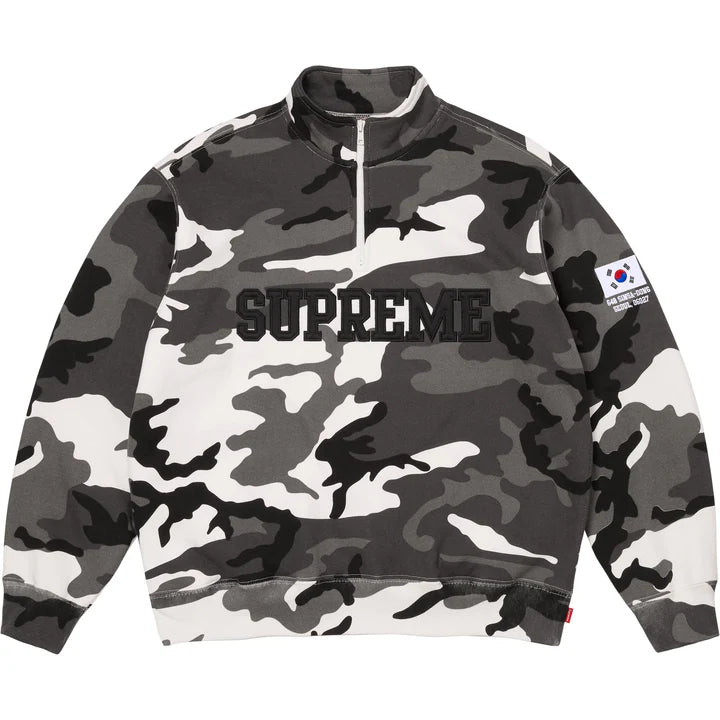 Supreme Snow Camo Seoul Shop Flag Half Zip Pullover