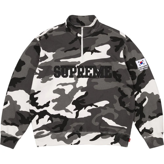 Supreme Snow Camo Seoul Shop Flag Half Zip Pullover