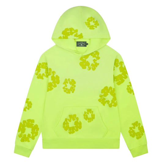 Denim Tears Neon Green Mono Cotton Wreath Hoodie