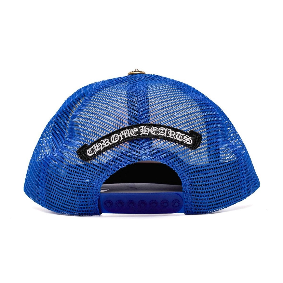 Chrome Hearts Blue White Red Eyechart Trucker Hat