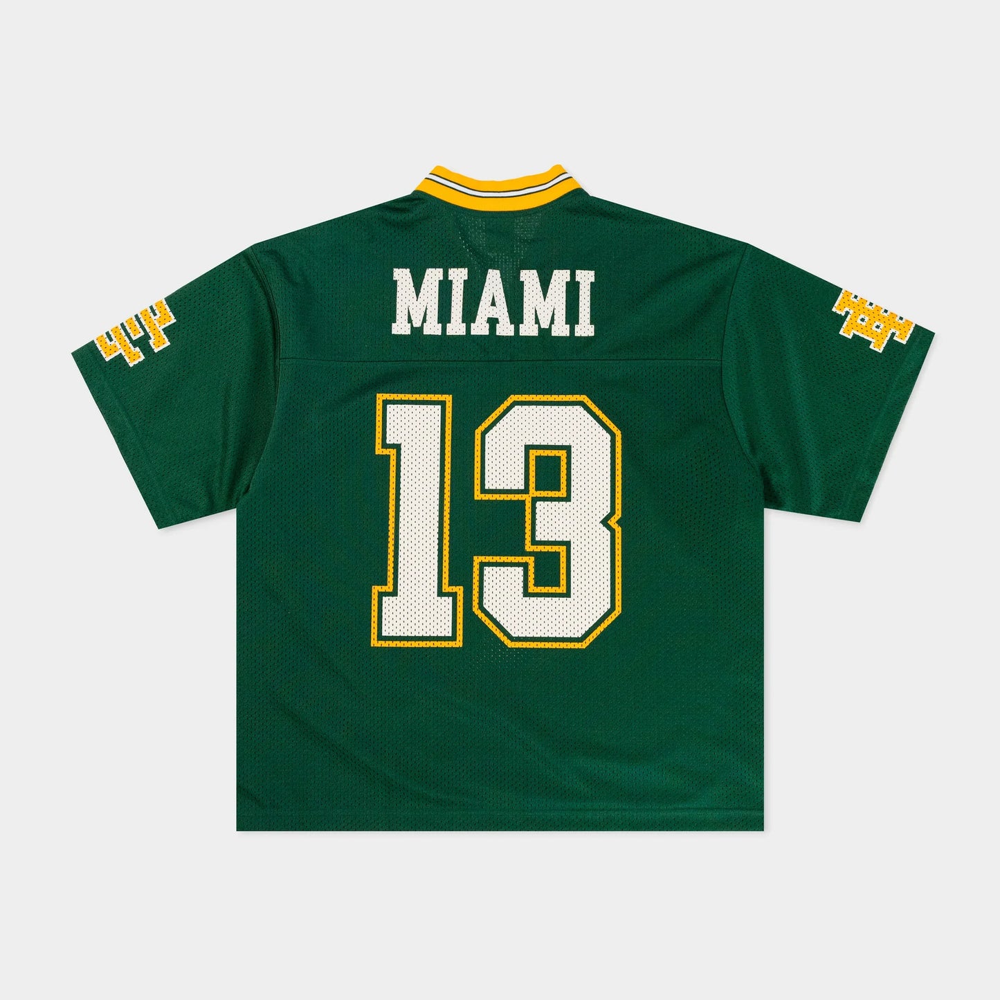 Eric Emanuel Green Yellow Miami Football Jersey Back