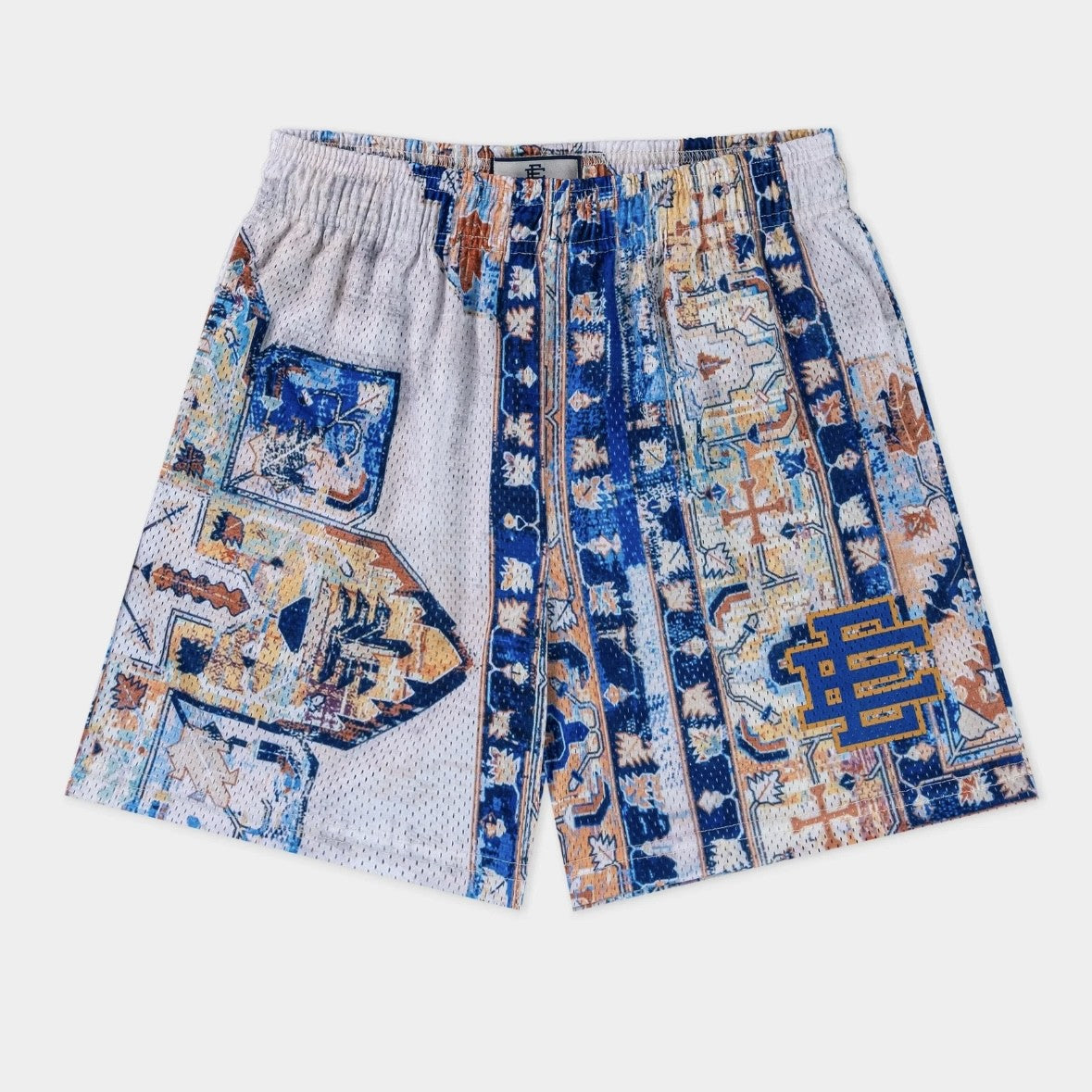 Eric Emanuel White Blue Rug Shorts Front