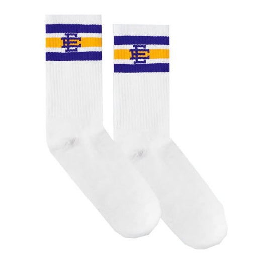 Eric Emanuel White Purple Gold Socks