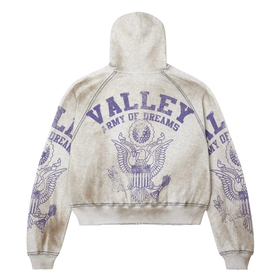 Vale Grey Army Zip Hoodie