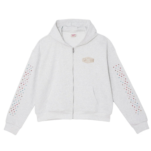 AZVA Grey Crystal Cactus Zip Hoodie